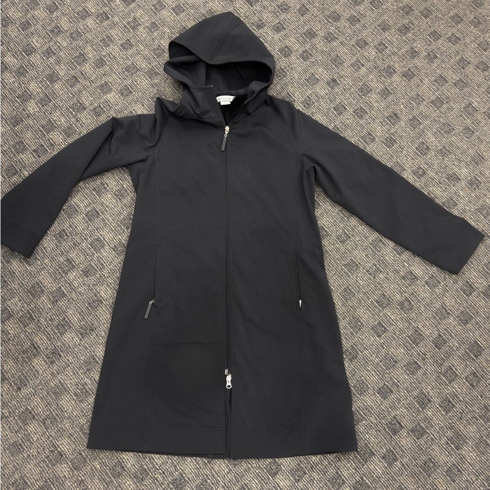 Bianca Nygard Jett black hooded‎ rain/softshell  jacket sz 8